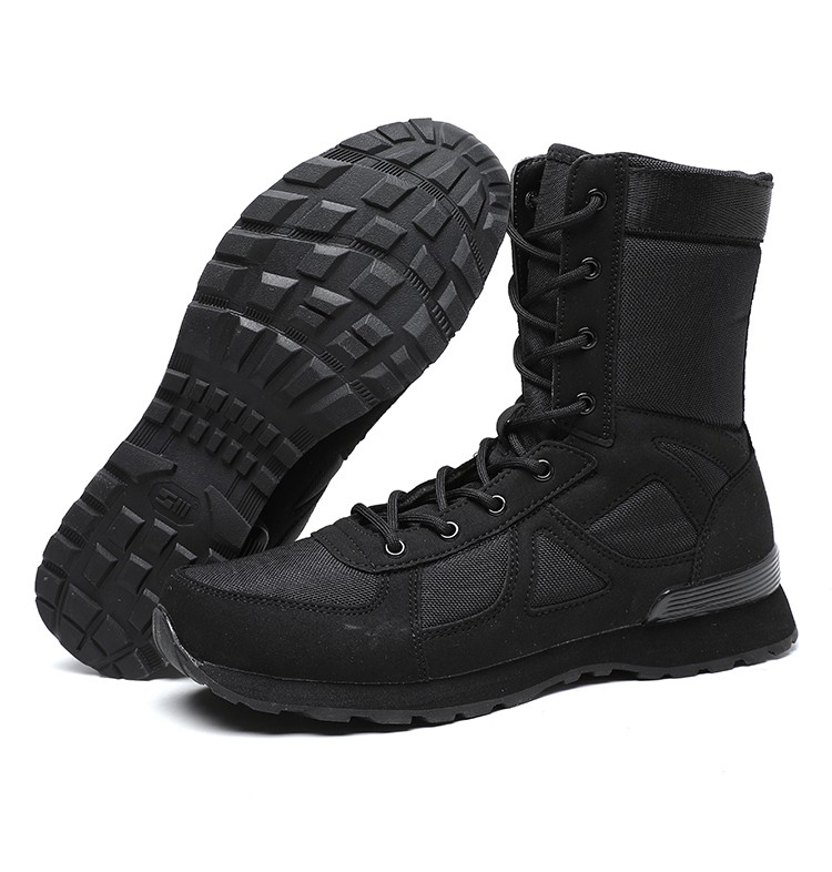 Anti skid black army boots